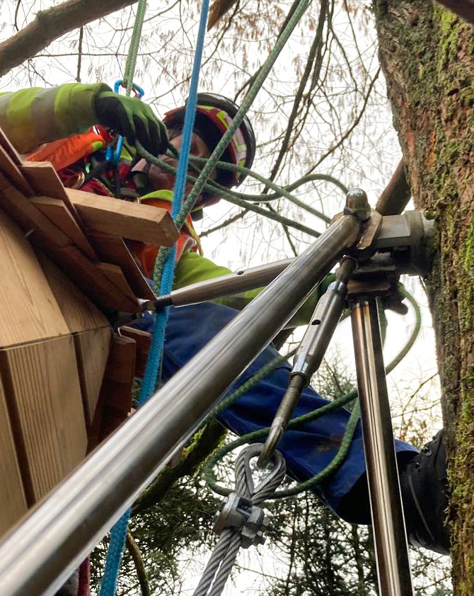 Anschlagtechnik Ikosaeder im Baum